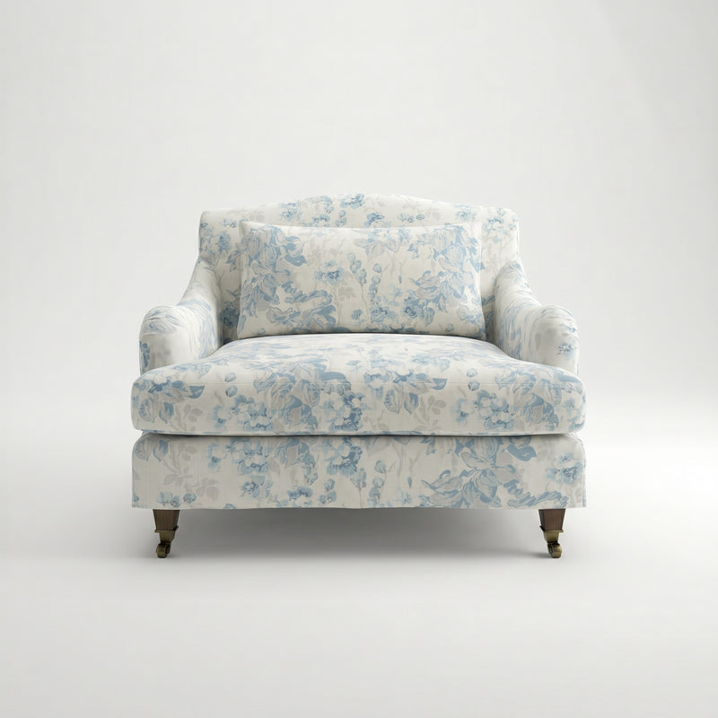 Felix Loose Cover Loveseat in Midsummer Faded Blue - Hand Made in USA