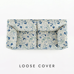Coco 3 seater sofa cover with Knife Edge cushion in Dianthus Chintz Ivory Linen - Quick Ship