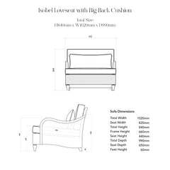 Isobel Loveseat with Big Back Cushion in Caramel Stripe - Hand Made in USA