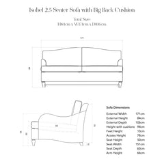 Isobel 2.5 seater sofa in Dandelion Stripes - Handmade in the USA