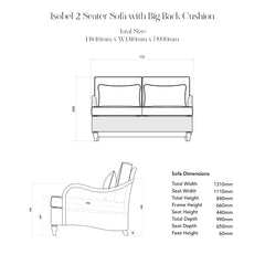 Isobel 2 Seater Sofa with Big Back Cushion in Caramel Stripe - Hand Made in USA