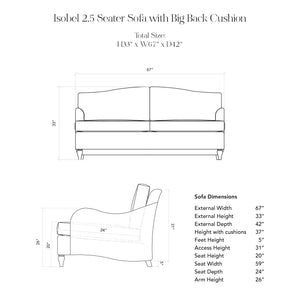 Isobel LC 2.5 Seater dimensions