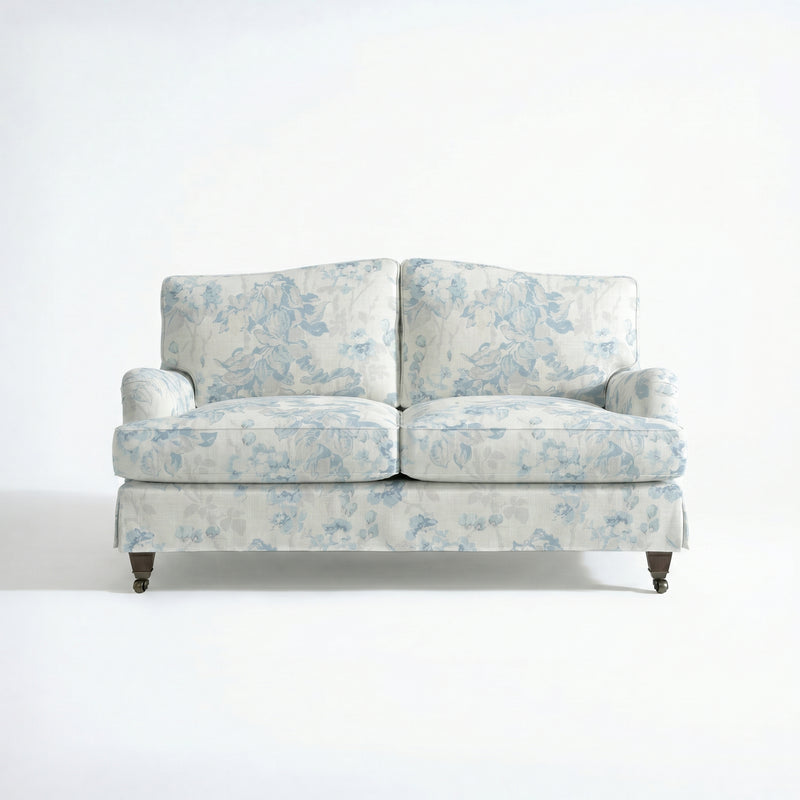 Isobel Loose Cover 2 Seater Sofa in Midsummer Faded Blue - Hand Made in USA