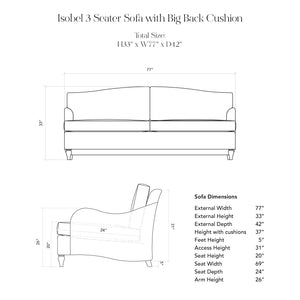 Isobel LC 3 Seater dimensions