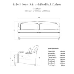 Isobel 3 Seater Sofa in Rouge Linen - Hand Made in USA