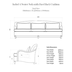 Isobel 4 seater sofa in Natural Linen Wildwood Duck Egg with Velvet Trim - Hand Made in USA