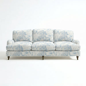 Isobel Loose Cover 4 Seater Sofa in Midsummer Faded Blue - Hand Made in USA
