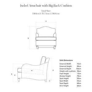 Isobel Armchair with Big Back Cushion in Wildwood Duck Egg - Hand Made in USA