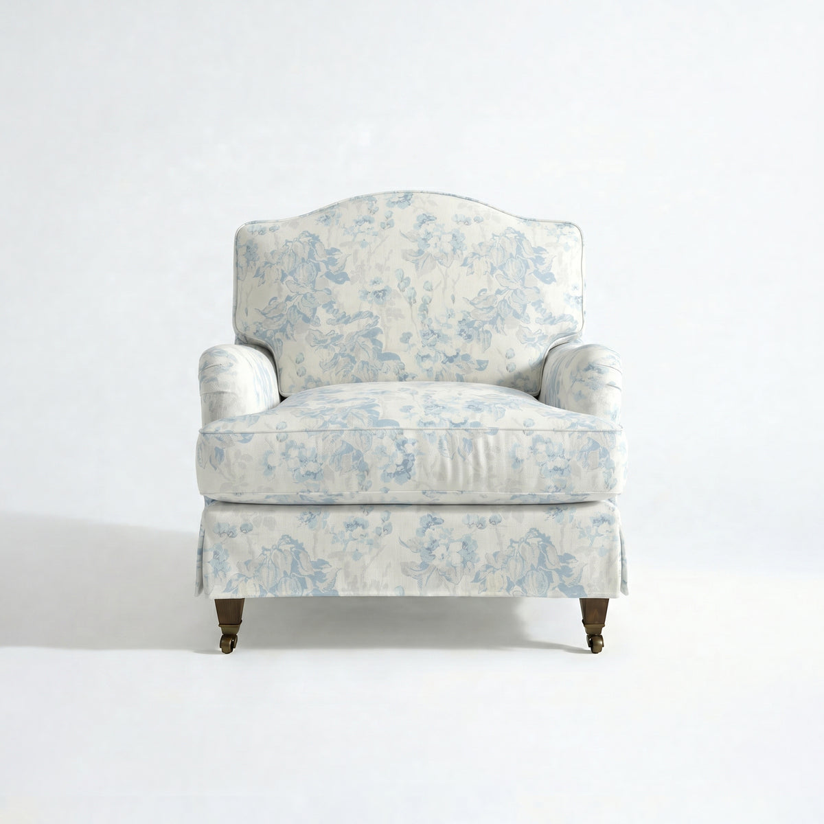 Isobel Loose Cover Armchair in Midsummer Faded Blue - Hand Made in USA
