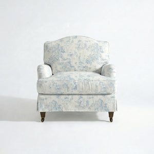 Isobel Loose Cover Armchair in Midsummer Faded Blue - Hand Made in USA