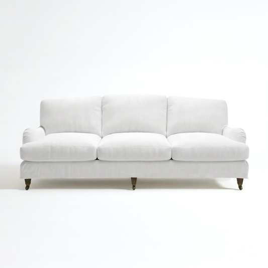 Isobel Loose Cover 4 seater sofa with Box Edge Cushion in Customer's Own Material - Handmade to Order in the USA