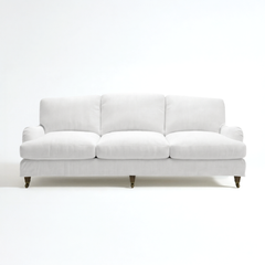 Isobel Loose Cover 4 seater sofa in Cotton Linen Snow Drop - Handmade to Order in the USA