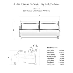 Isobel 3 seater sofa with Big Back Cushion in Caramel Stripe - Hand Made in USA