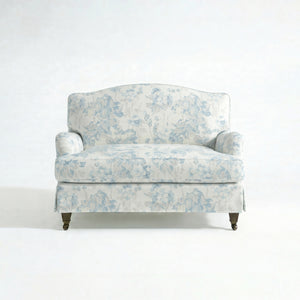 Isobel Loose Cover Loveseat in Midsummer Faded Blue - Hand Made in USA
