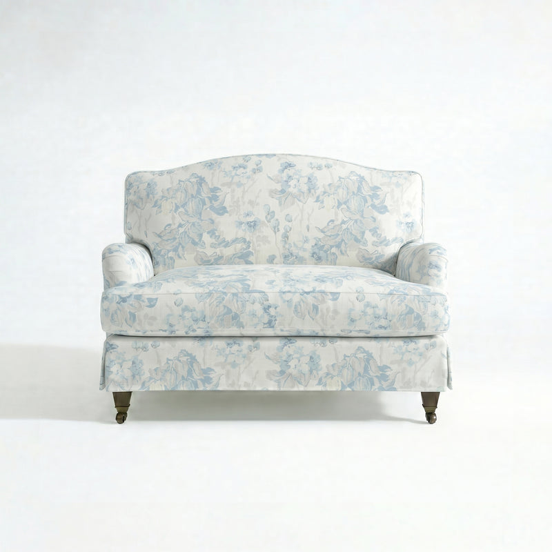 Isobel Loose Cover Loveseat in Midsummer Faded Blue - Hand Made in USA