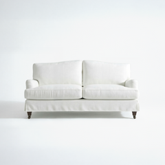 Isobel Loose Cover 2.5 seater sofa in Cotton Linen Snow Drop - Handmade to Order in the USA