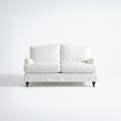 Isobel Loose Cover 2 seater sofa in Cotton Linen Snow Drop - Handmade to Order in the USA