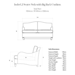 Isobel Loose Cover 2 seater sofa in Cotton Linen Snow Drop - Handmade to Order in the USA