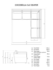 Cocobella 3 x 3 seater sofa in Belleville Juniper with Pine Velvet Trim - Hand Made in USA