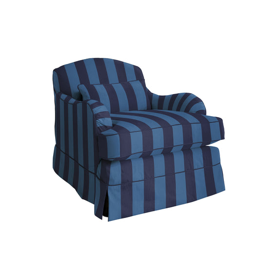 Felix Armchair in Coastal Blue Stripe - Hand Made in USA