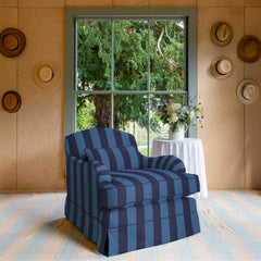 Felix Armchair in Coastal Blue Stripe - Hand Made in USA