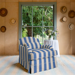 Felix Armchair in in Cornish Blue Stripe - Hand Made in USA