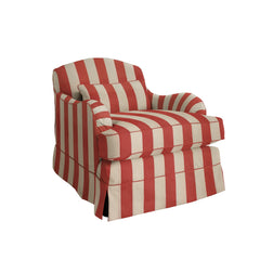 Felix Armchair in Petunia Red Stripe - Hand Made in USA