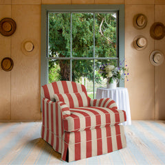 Felix Armchair in Petunia Red Stripe - Hand Made in USA