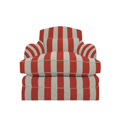 Felix Armchair in Petunia Red Stripe - Hand Made in USA