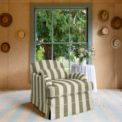 Felix Armchair in Spring Green Stripe - Hand Made in USA