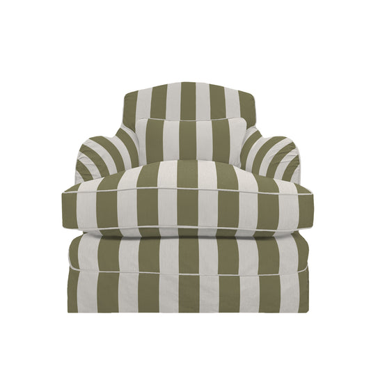 Felix Armchair in Spring Green Stripe - Hand Made in USA