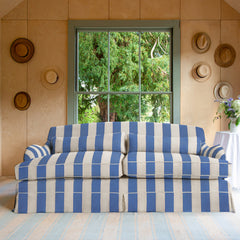 Felix Large Sofa in Cornish Blue Stripe - Hand Made in USA
