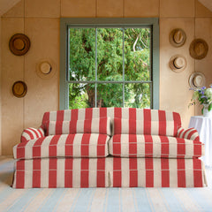 Felix Large Sofa in Petunia Red Stripe - Hand Made in USA