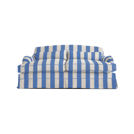 Felix Medium Sofa in Cornish Blue Stripe - Hand Made in USA