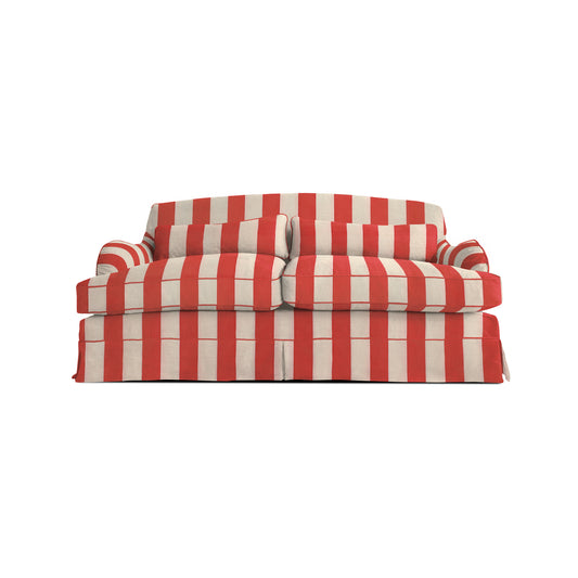 Felix Medium Sofa in Petunia Red Stripe - Hand Made in USA
