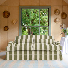 Felix Medium Sofa in Spring Green Stripe - Hand Made in USA