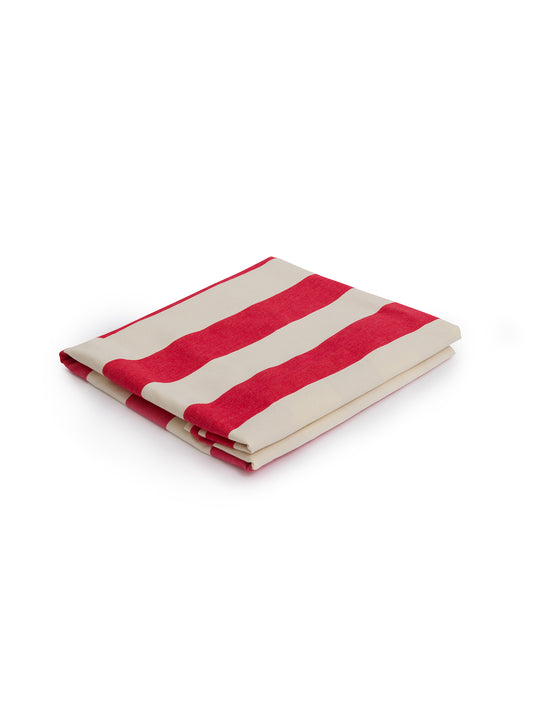 Cocobella Footstool Cover in Petunia Red Stripe - Hand Made in USA