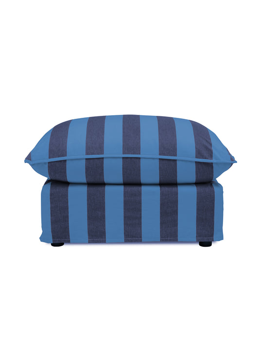 Cocobella Footstool in Coastal Blue Stripe - Hand Made in USA