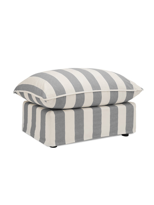 Cocobella Footstool in Garden Grey Stripe - Hand Made in USA