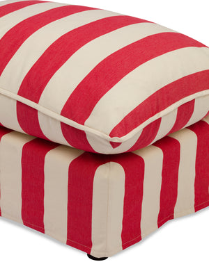 Cocobella Footstool in Petunia Red Stripe - Hand Made in USA
