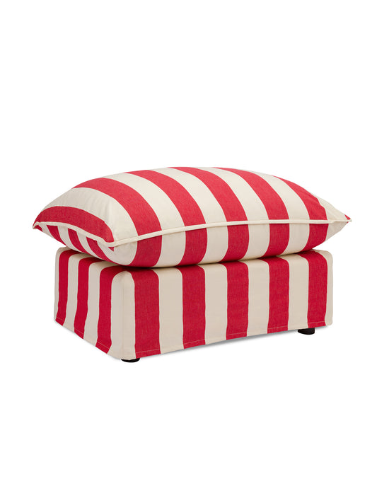 Cocobella Footstool in Petunia Red Stripe - Hand Made in USA