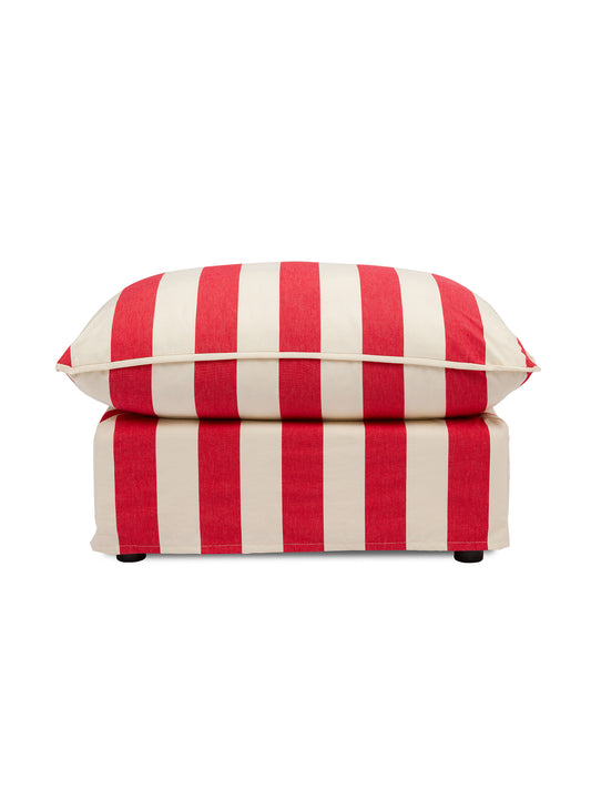 Cocobella Footstool in Petunia Red Stripe - Hand Made in USA