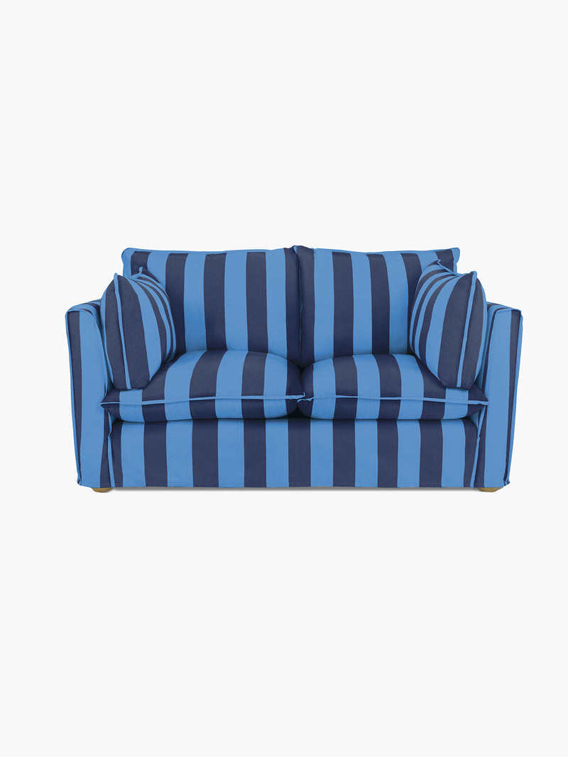 Cocobella 2 Seater Sofa in Coastal Blue Stripe - Hand Made in USA