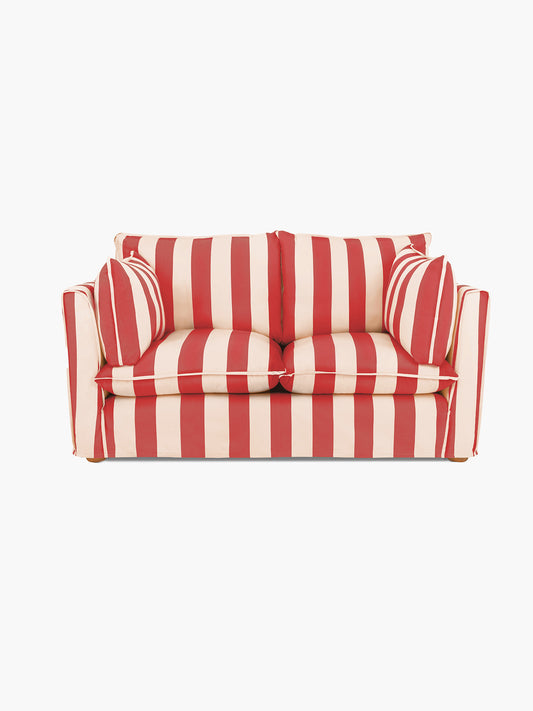 Cocobella 2 Seater Sofa in Petunia Red Stripe - Hand Made in USA