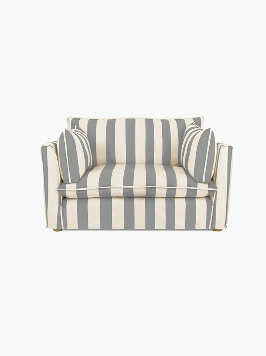 Cocobella Loveseat in Garden Grey Stripe - Hand Made in USA