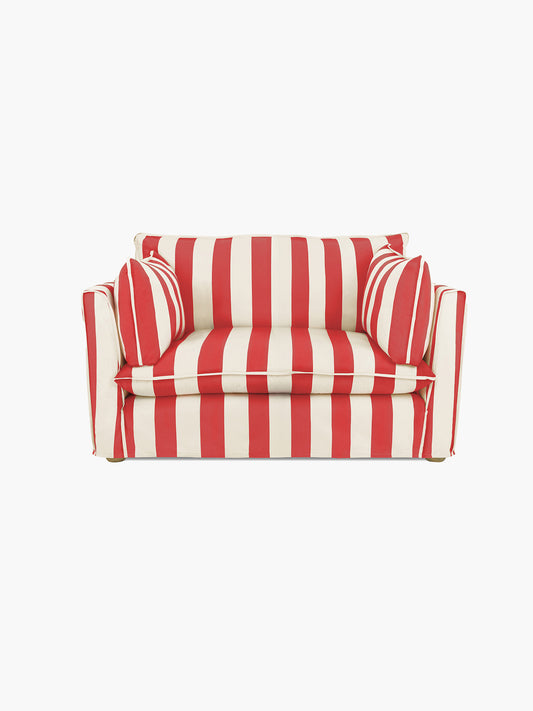 Cocobella Loveseat in Petunia Red Stripe - Hand Made in USA