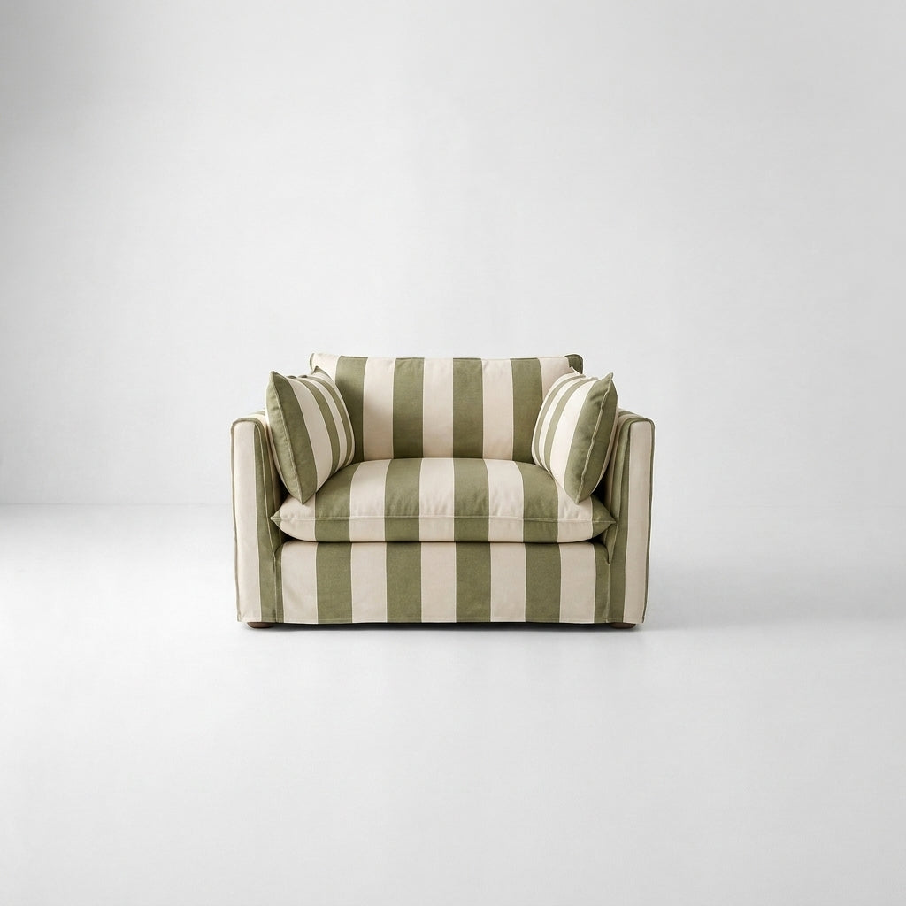 Cocobella Loveseat in Spring Green Stripe - Hand Made in USA