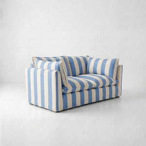 Cocobella 2 Seater Sofa in Cornish Blue Stripe - Hand Made in USA