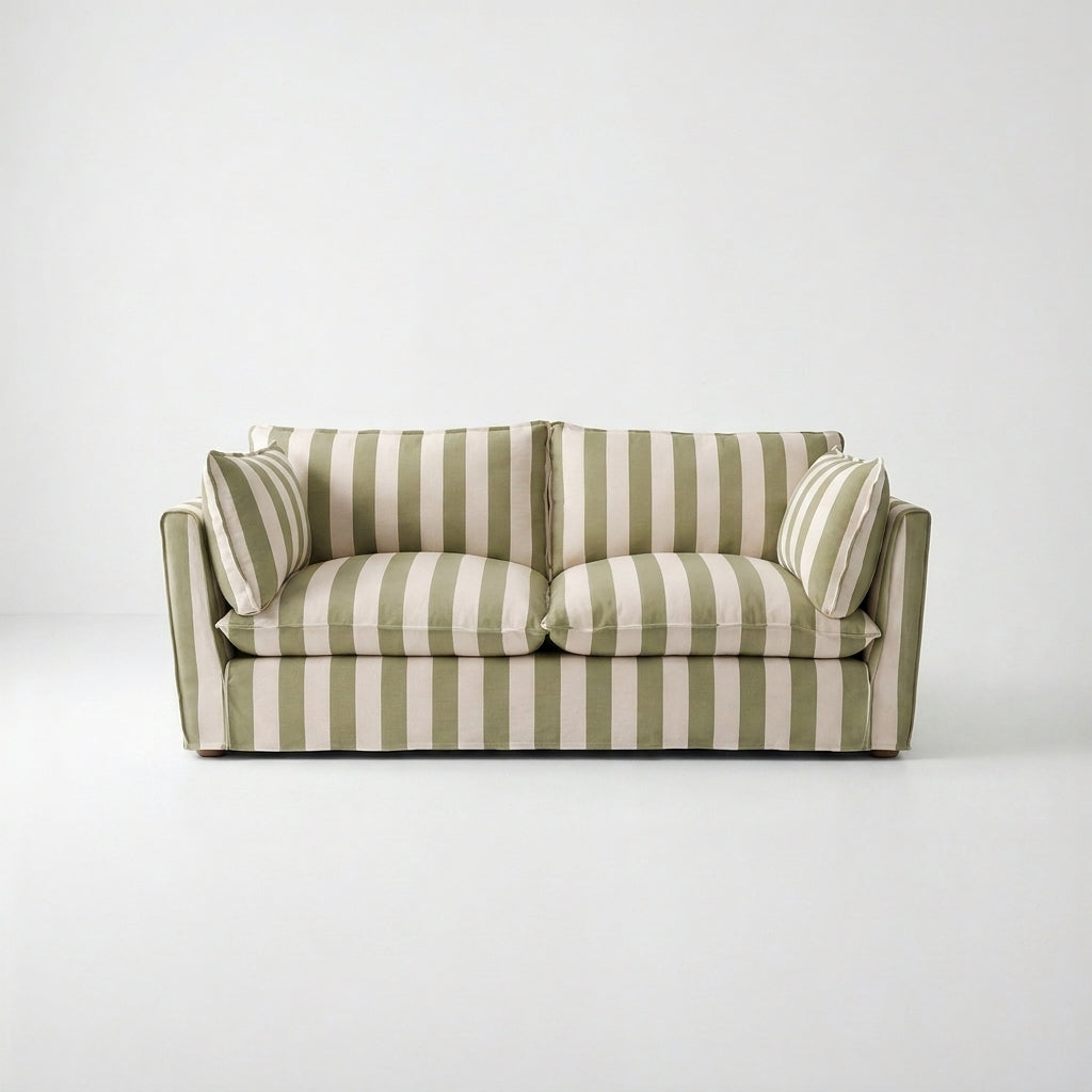 Cocobella 2.5 Seater Sofa in Spring Green Stripe - Hand Made in USA