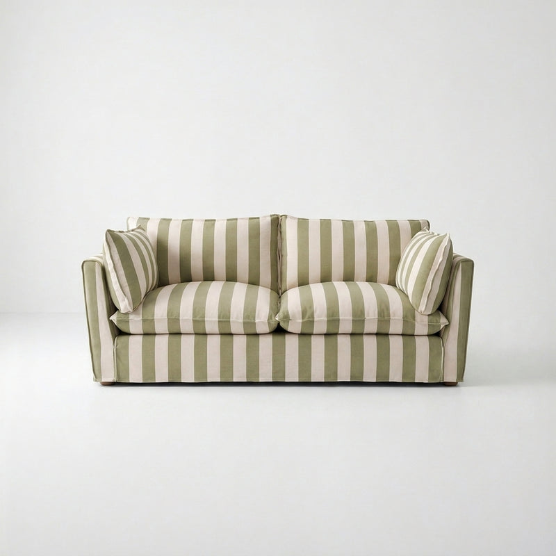 Cocobella 2.5 Seater Sofa in Spring Green Stripe - Hand Made in USA